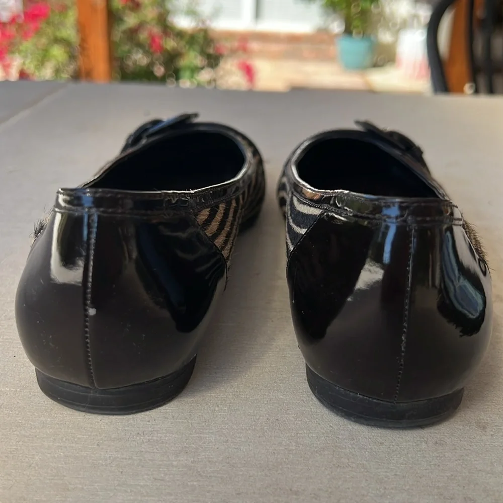 Franco Sarto Calf hair striped loafers with leather buckle 7